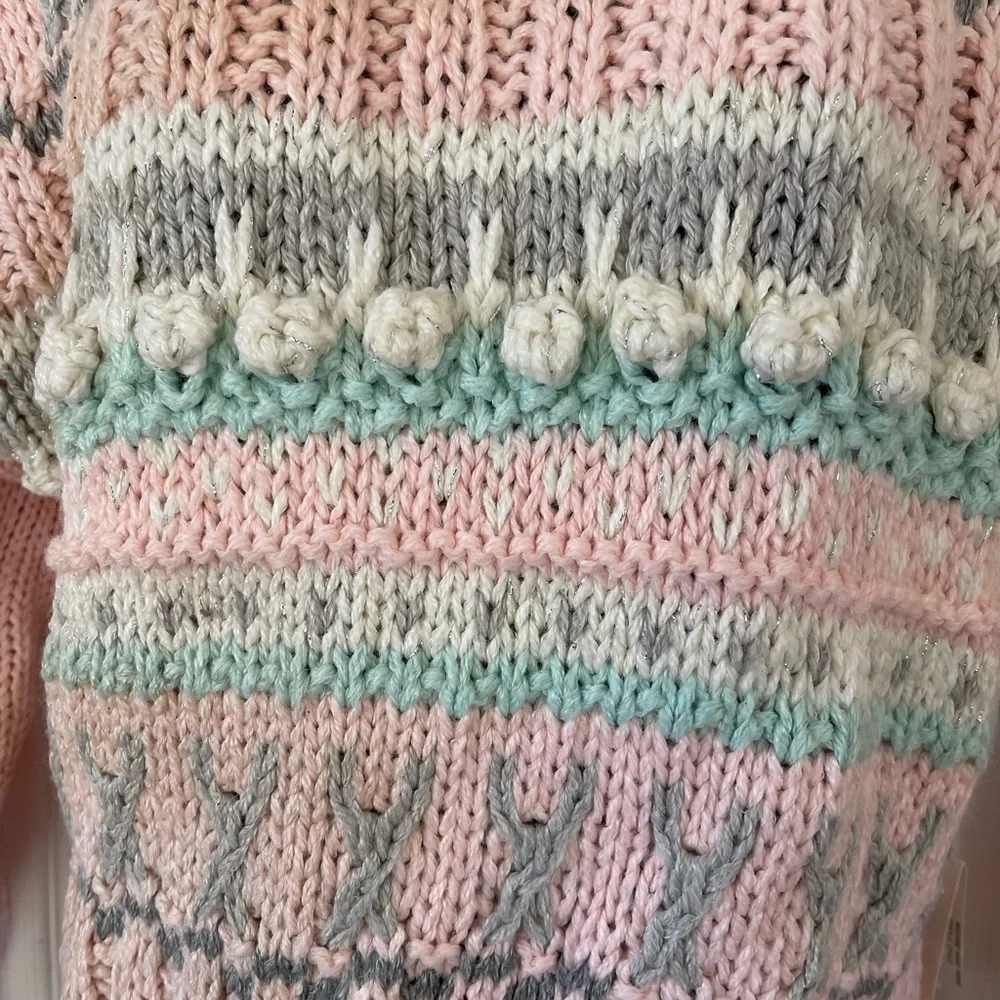80s,NEW W/ TAGS! Vintage handknit pastel sweater!🤗MEDIUM